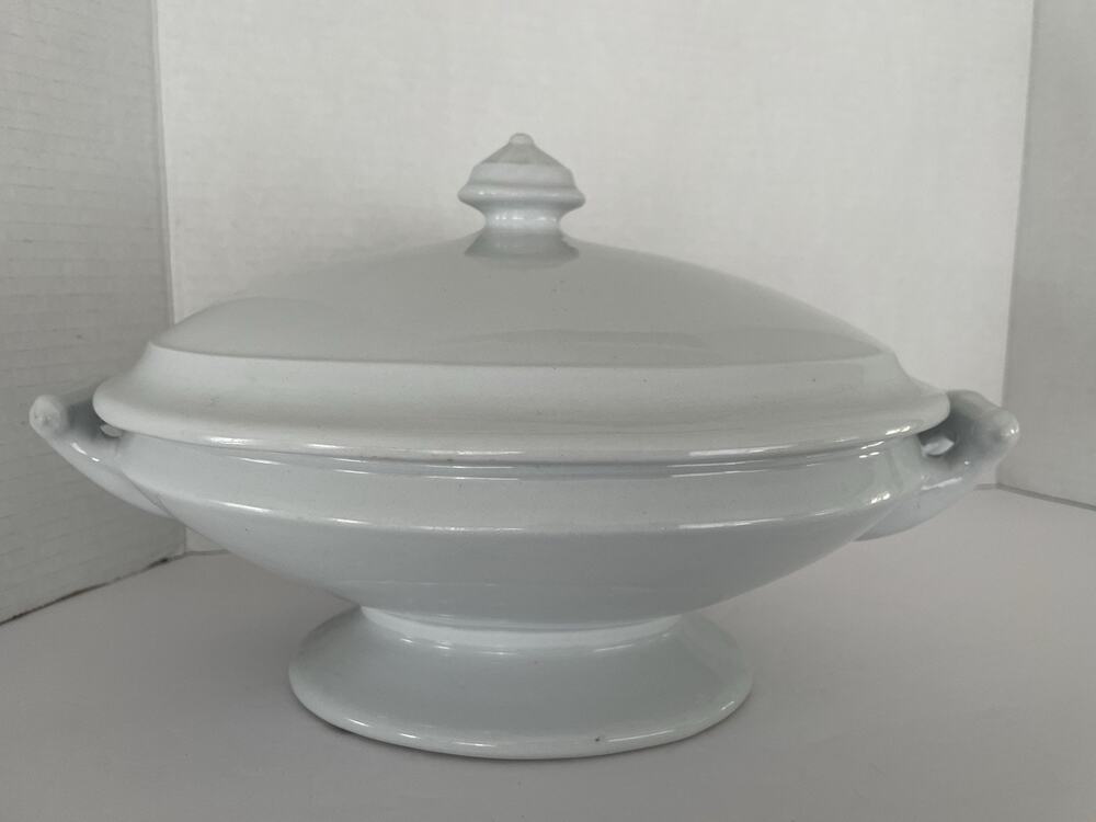 Antique J&G Meakin White Footed Ironstone China Serving Dish w/ Handles 12”